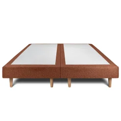 Lit avec tête de lit lignes bouclette et sommier tapissier - Lit en bois massif