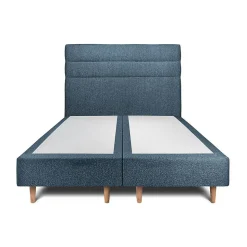 Lit avec tête de lit lignes bouclette et sommier tapissier - Lit en bois massif