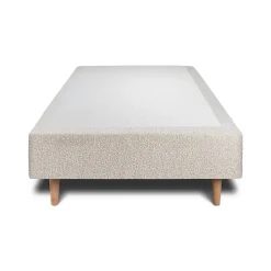 Lit avec tête de lit lignes bouclette et sommier tapissier - Lit en bois massif