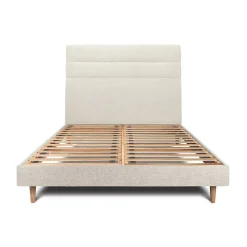 Lit avec tête de lit lignes tissu et sommier kit - Lit en bois massif