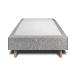 Lit avec tête de lit lignes bouclette et sommier tapissier - Lit en bois massif