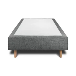 Lit avec tête de lit lignes tissu et sommier tapissier - Lit en bois massif