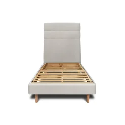 Lit avec tête de lit lignes velours et sommier kit - Lit en bois massif