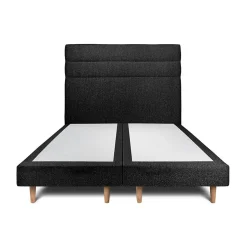 Lit avec tête de lit lignes bouclette et sommier tapissier - Lit en bois massif