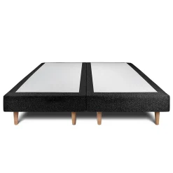 Lit avec tête de lit lignes bouclette et sommier tapissier - Lit en bois massif