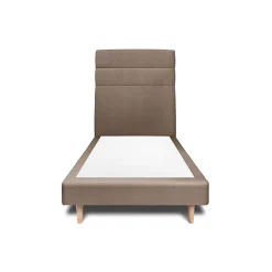 Lit avec tête de lit lignes velours et sommier tapissier - Lit en bois massif