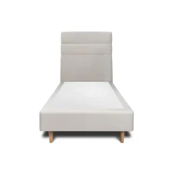 Lit avec tête de lit lignes velours et sommier tapissier - Lit en bois massif