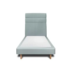 Lit avec tête de lit lignes velours et sommier tapissier - Lit en bois massif