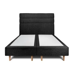 Lit avec tête de lit lignes bouclette et sommier tapissier - Lit en bois massif