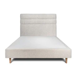 Lit avec tête de lit lignes bouclette et sommier tapissier - Lit en bois massif