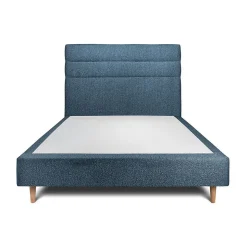 Lit avec tête de lit lignes bouclette et sommier tapissier - Lit en bois massif