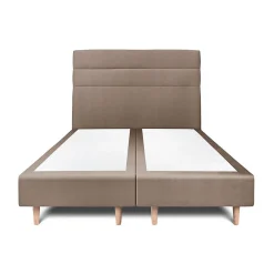 Lit avec tête de lit lignes velours et sommier tapissier - Lit en bois massif