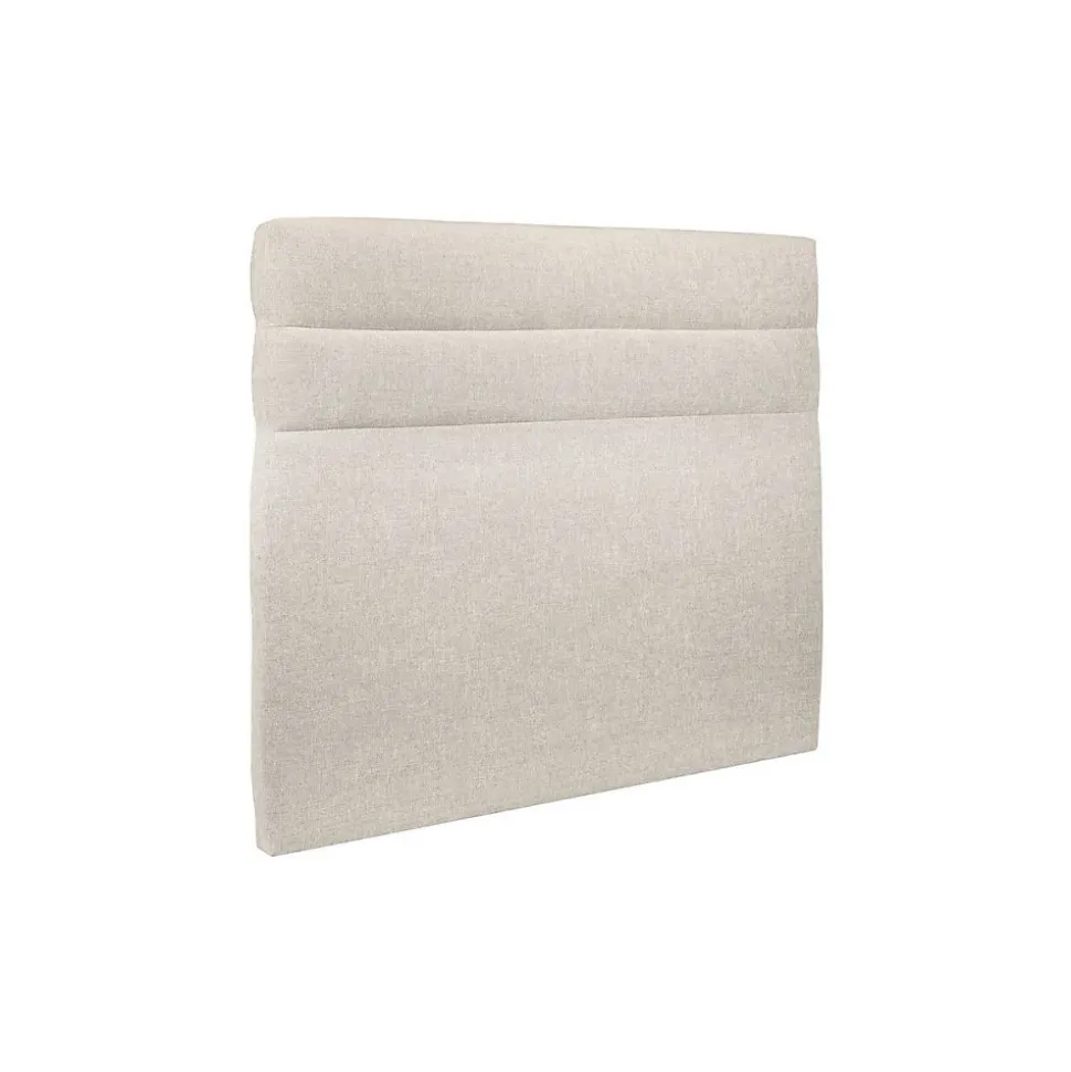 Lit avec tête de lit lignes tissu et sommier tapissier - Lit en bois massif