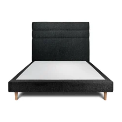 Lit avec tête de lit lignes bouclette et sommier tapissier - Lit en bois massif