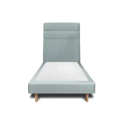 Lit avec tête de lit lignes velours et sommier tapissier - Lit en bois massif