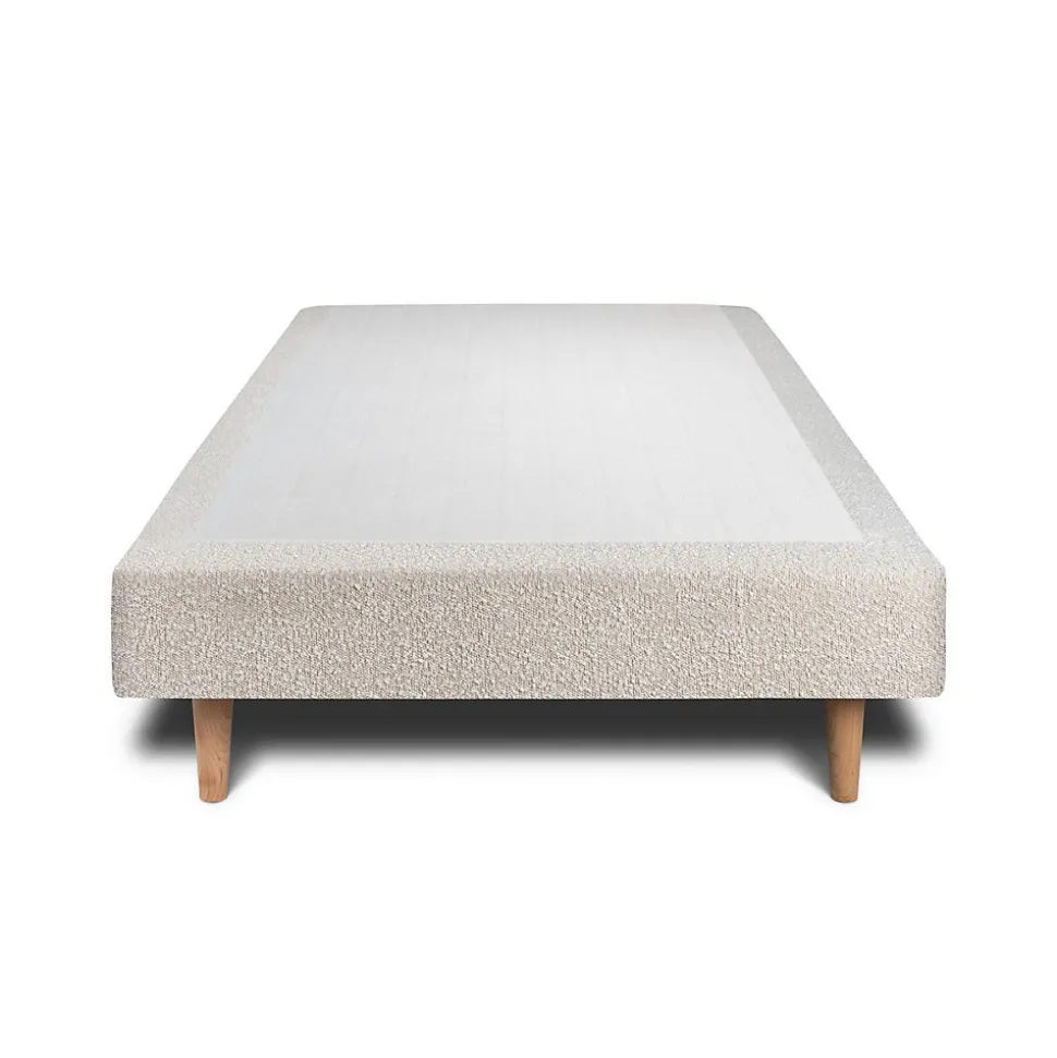 Lit avec tête de lit lignes bouclette et sommier tapissier - Lit en bois massif