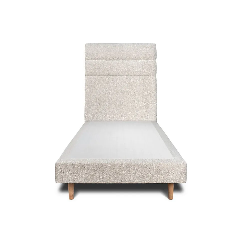 Lit avec tête de lit lignes bouclette et sommier tapissier - Lit en bois massif