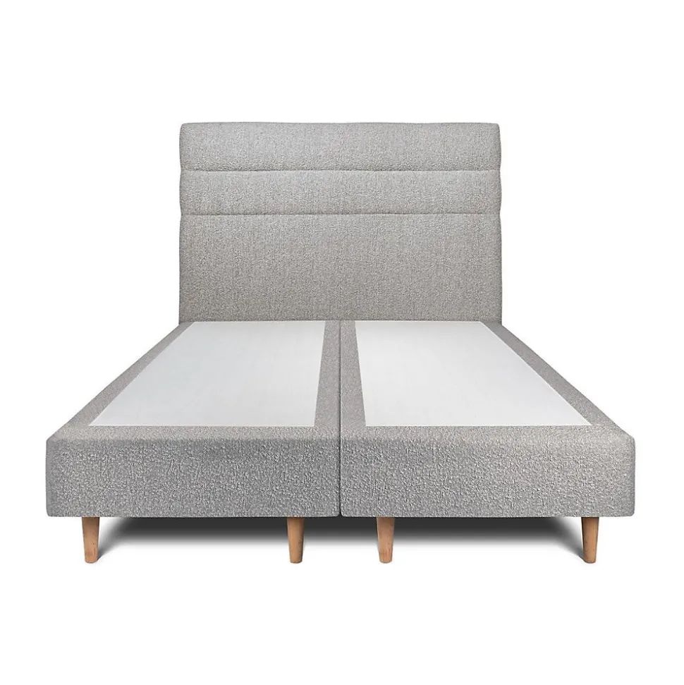 Lit avec tête de lit lignes bouclette et sommier tapissier - Lit en bois massif