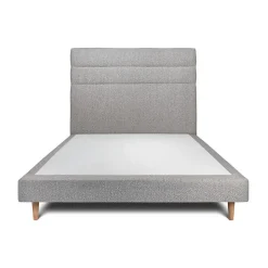 Lit avec tête de lit lignes bouclette et sommier tapissier - Lit en bois massif