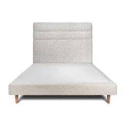 Lit avec tête de lit lignes bouclette et sommier tapissier - Lit en bois massif