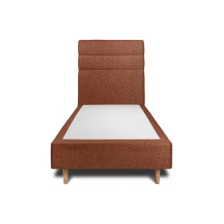 Lit avec tête de lit lignes bouclette et sommier tapissier - Lit en bois massif