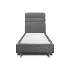 Lit avec tête de lit lignes tissu et sommier tapissier - Lit en bois massif