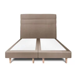 Lit avec tête de lit lignes velours et sommier tapissier - Lit en bois massif