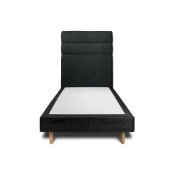 Lit avec tête de lit lignes bouclette et sommier tapissier - Lit en bois massif