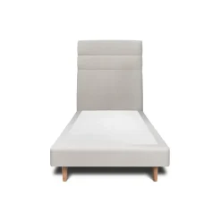 Lit avec tête de lit lignes velours et sommier tapissier - Lit en bois massif