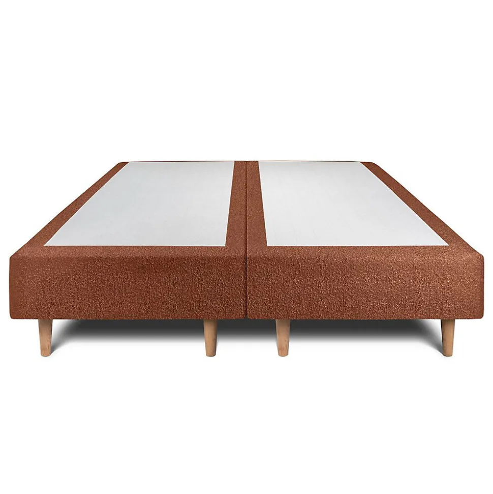 Lit avec tête de lit lignes bouclette et sommier tapissier - Lit en bois massif