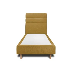 Lit avec tête de lit lignes tissu et sommier tapissier - Lit en bois massif