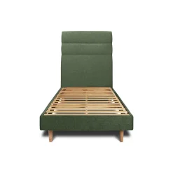 Lit avec tête de lit lignes tissu et sommier kit - Lit en bois massif