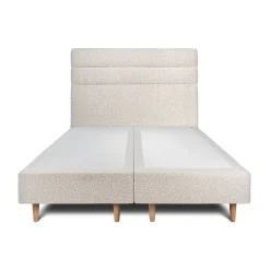 Lit avec tête de lit lignes bouclette et sommier tapissier - Lit en bois massif