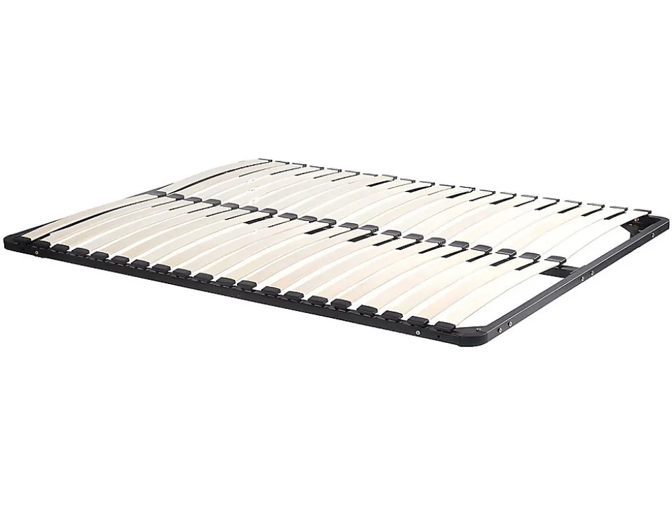 Lit avec tête de lit rangements et tiroirs - 140 x 190 cm - Coloris : Naturel et anthracite + Sommier - LEANDRE