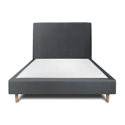 Lit avec tête de lit tapissier velours et sommier tapissier - Lit en bois massif