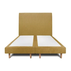 Lit avec tête de lit tapissier tissu et sommier tapissier - Lit en bois massif