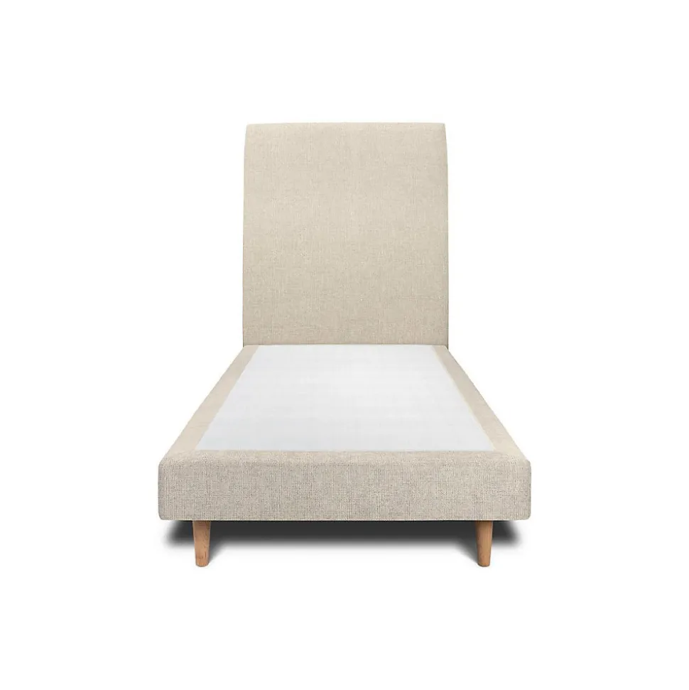 Lit avec tête de lit tapissier tissu et sommier tapissier - Lit en bois massif