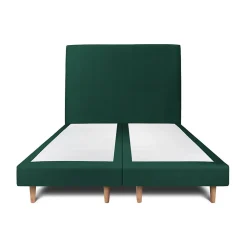 Lit avec tête de lit tapissier velours et sommier tapissier - Lit en bois massif