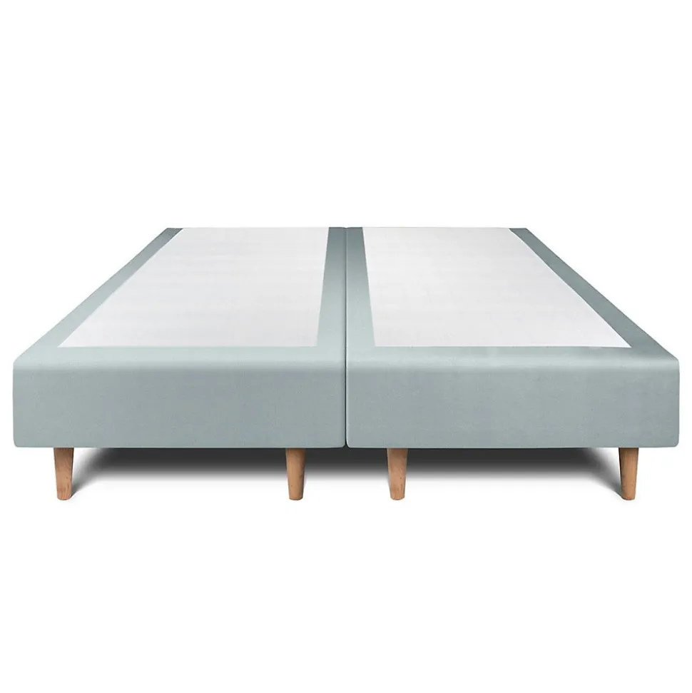 Lit avec tête de lit tapissier velours et sommier tapissier - Lit en bois massif