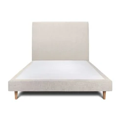 Lit avec tête de lit tapissier tissu et sommier tapissier - Lit en bois massif