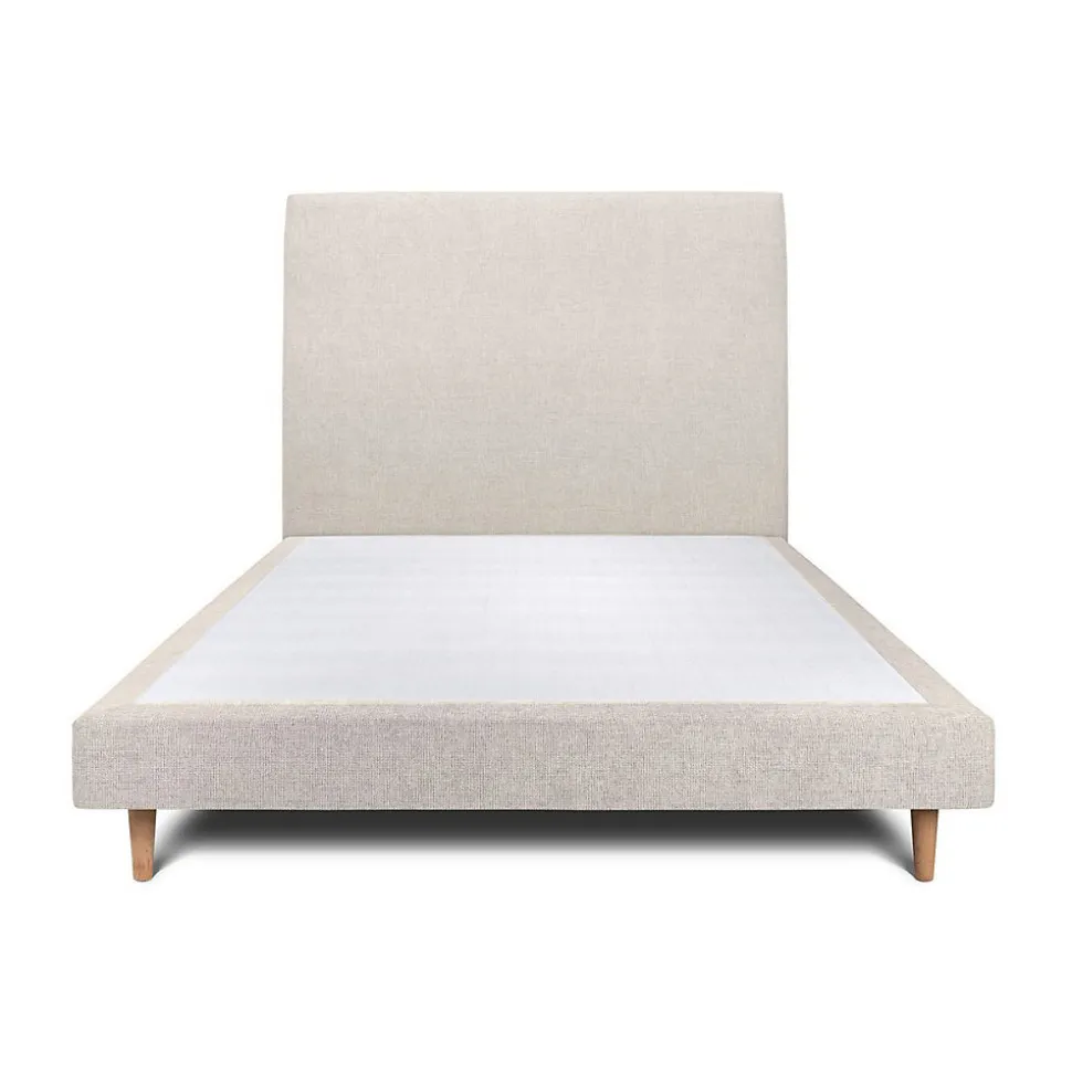 Lit avec tête de lit tapissier tissu et sommier tapissier - Lit en bois massif