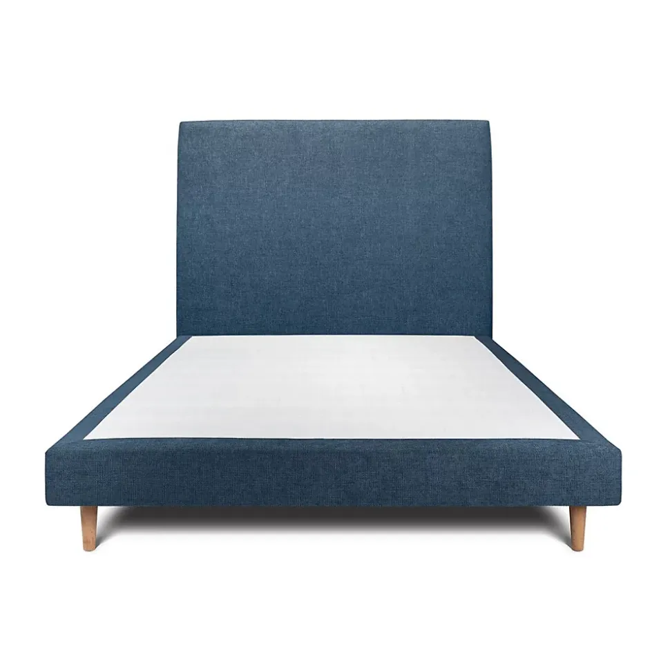 Lit avec tête de lit tapissier tissu et sommier tapissier - Lit en bois massif