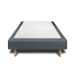 Lit avec tête de lit tapissier velours et sommier tapissier - Lit en bois massif