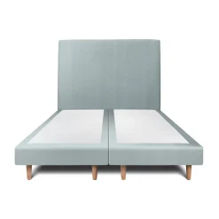 Lit avec tête de lit tapissier velours et sommier tapissier - Lit en bois massif