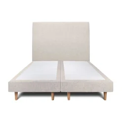 Lit avec tête de lit tapissier tissu et sommier tapissier - Lit en bois massif