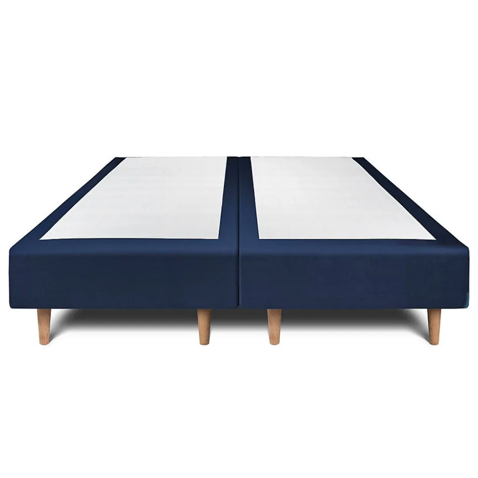 Lit avec tête de lit tapissier velours et sommier tapissier - Lit en bois massif