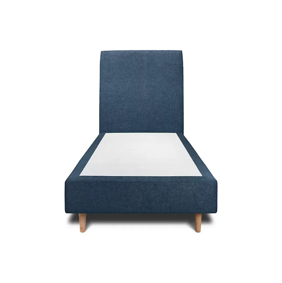 Lit avec tête de lit tapissier tissu et sommier tapissier - Lit en bois massif