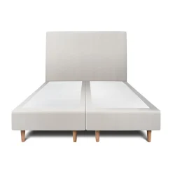 Lit avec tête de lit tapissier velours et sommier tapissier - Lit en bois massif