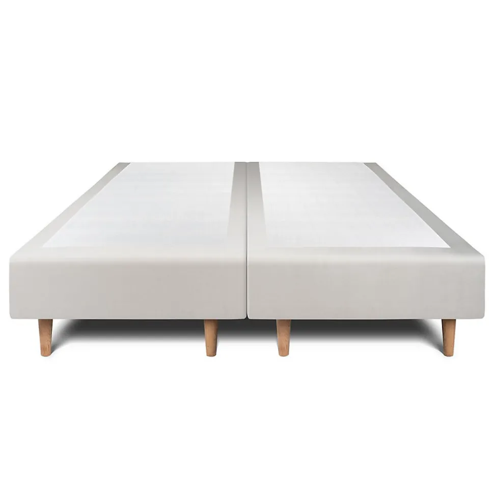 Lit avec tête de lit tapissier velours et sommier tapissier - Lit en bois massif