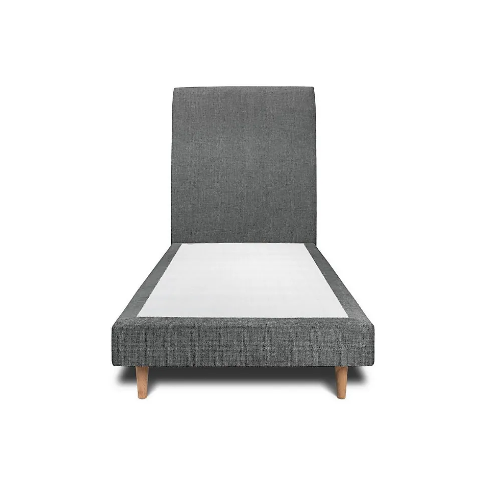 Lit avec tête de lit tapissier tissu et sommier tapissier - Lit en bois massif